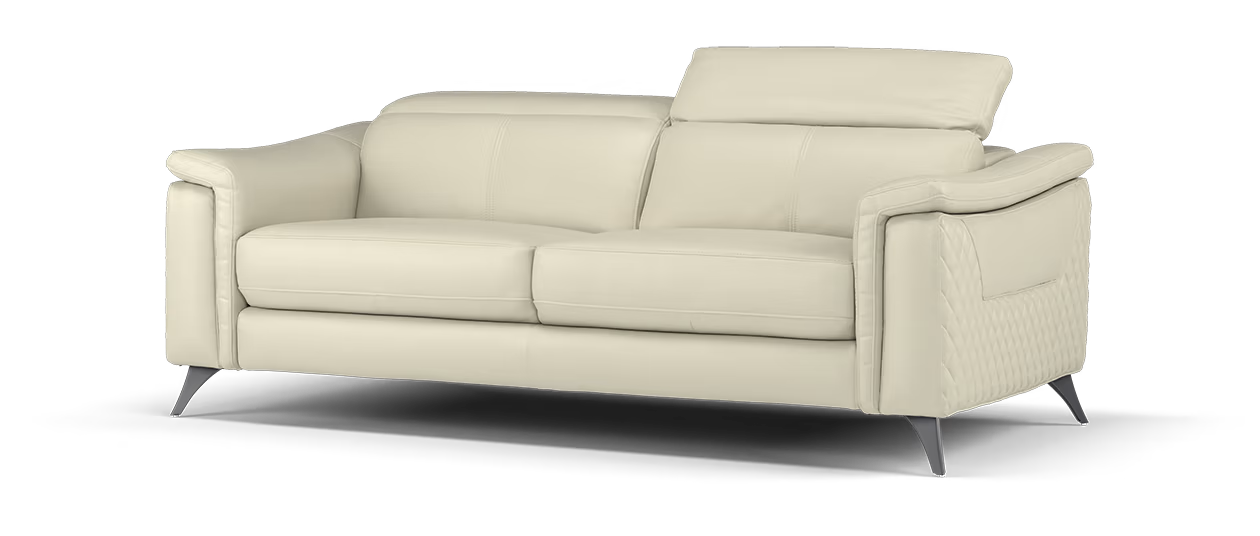 Sofology Ezra Leather 3 Seater in Trusty Sheen Bone China