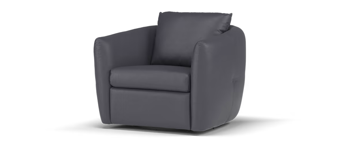 Sofology Marvella Leather Swivel Chair in Trusty Sheen Lavender Grey