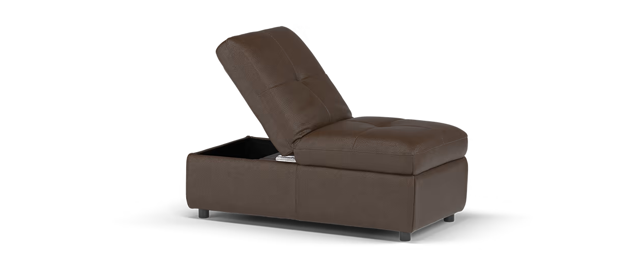 Sofology Marvella Dual Storage Footstool in Trusty Sheen Leather Chocolate