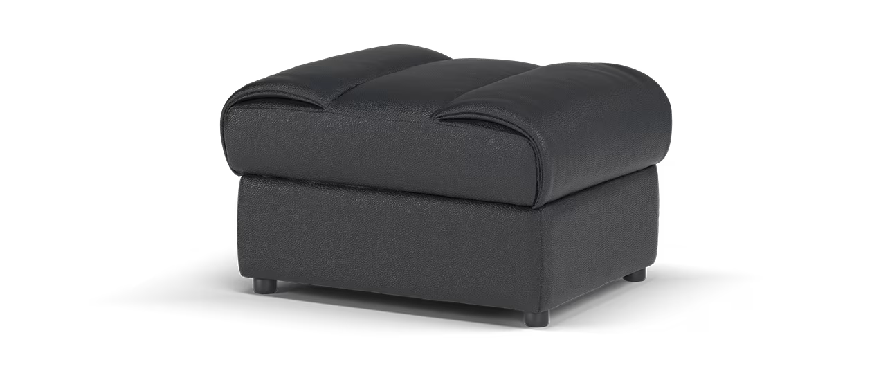 Sofology Marvella Footstool in Trusty Sheen Leather Jet Black