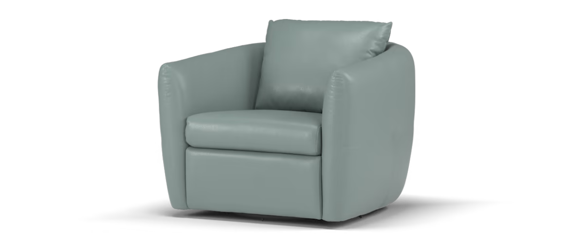 Sofology Marvella Leather Swivel Chair in Trusty Sheen Leather Granite Teal