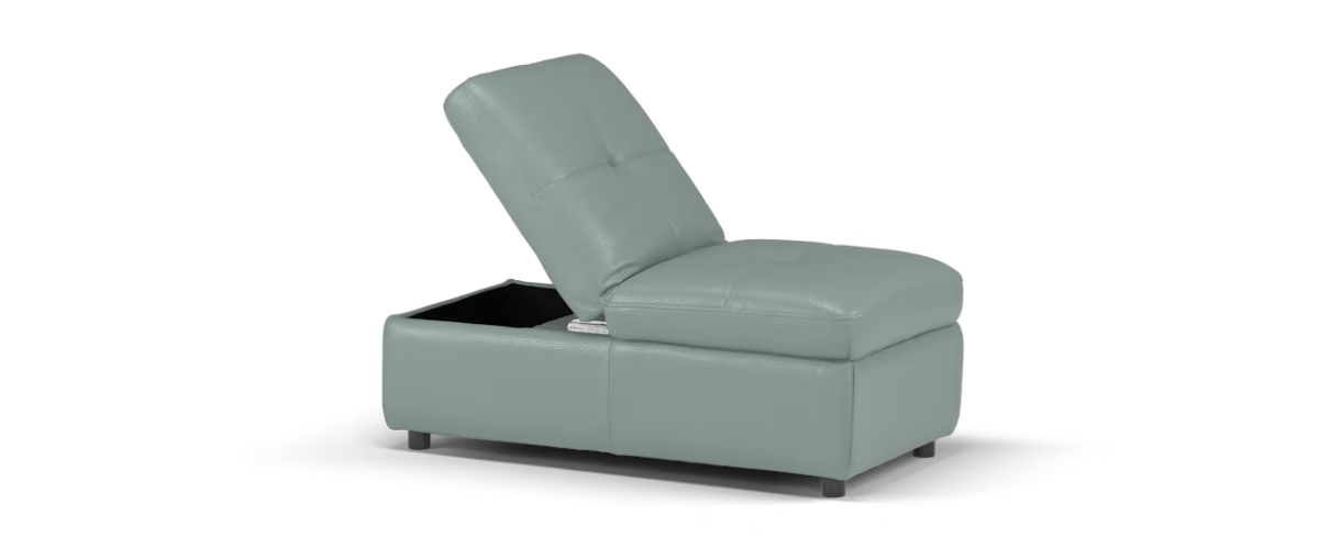 Sofology Marvella Leather Dual Storage Footstool in Trusty Sheen Granite Teal