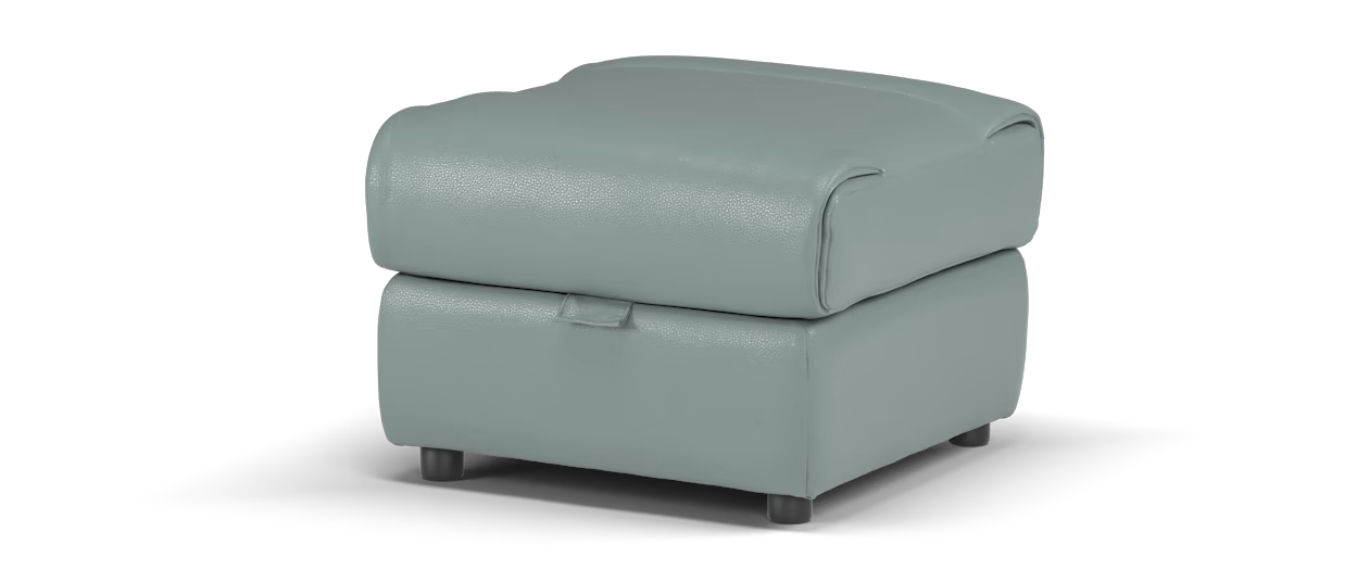 Sofology Marvella Leather Storage Footstool inTrusty Sheen Leather Granite Teal