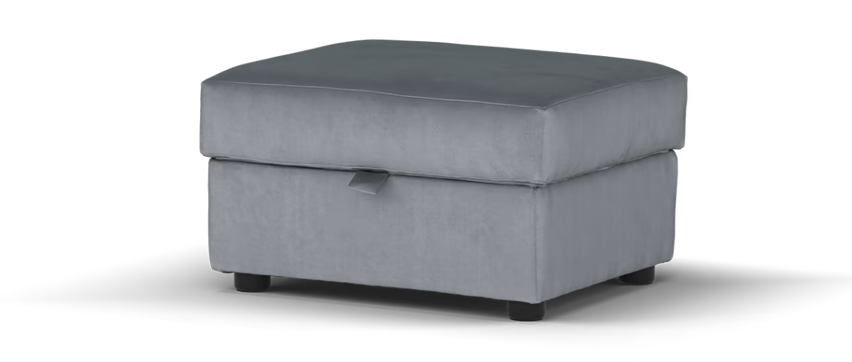 Sofology Keswick Fabric Storage Footstool in Deluxe Velvet Steel