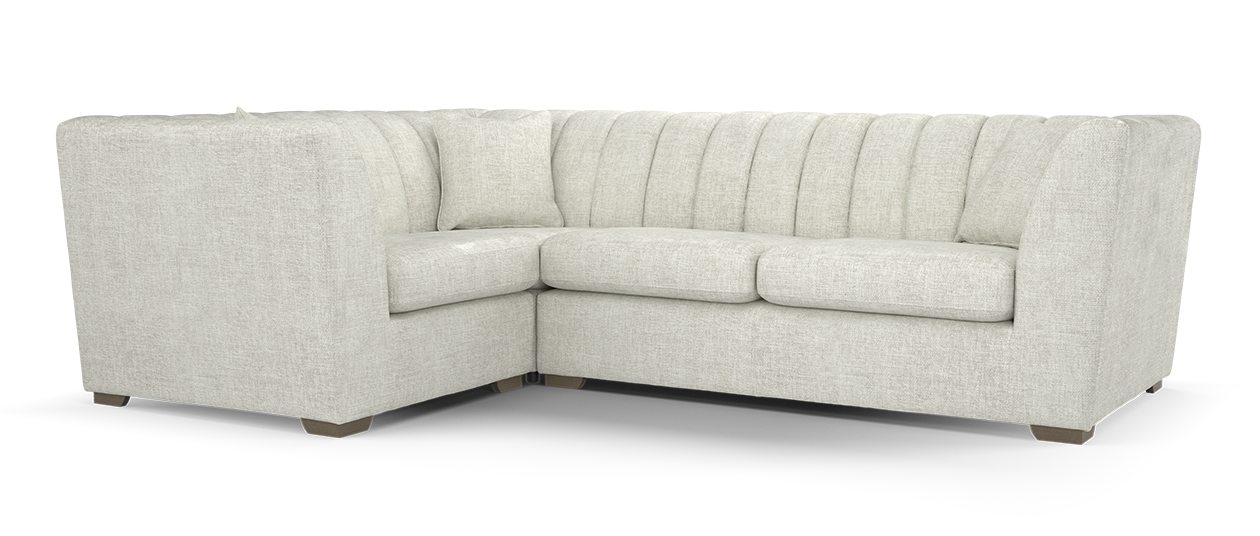 sofology Downtown 1 Corner 2 in Basketweave Chenille Cream All Over