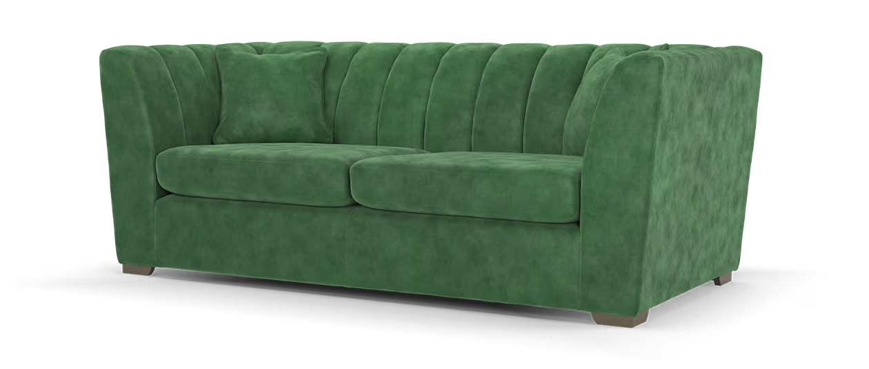 Sofology Downtown Fabric 3 Seater Sofabed Zoned Memory Foam Mattress in Soft Chenille Moss