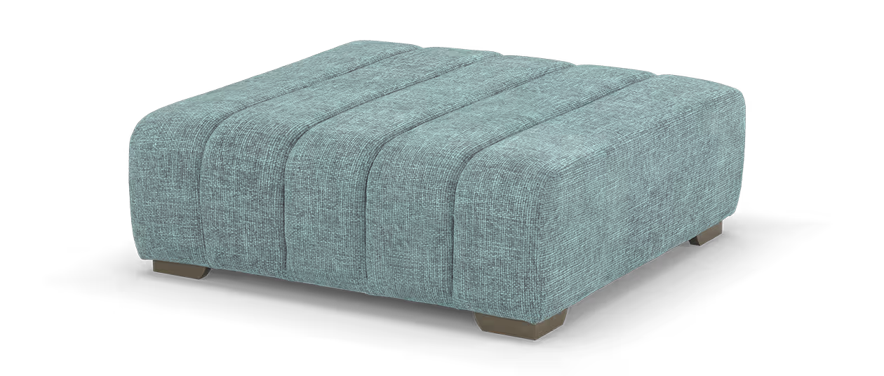 Sofology Downtown Designer Footstool in Basketweave Chenille Duck Egg All Over