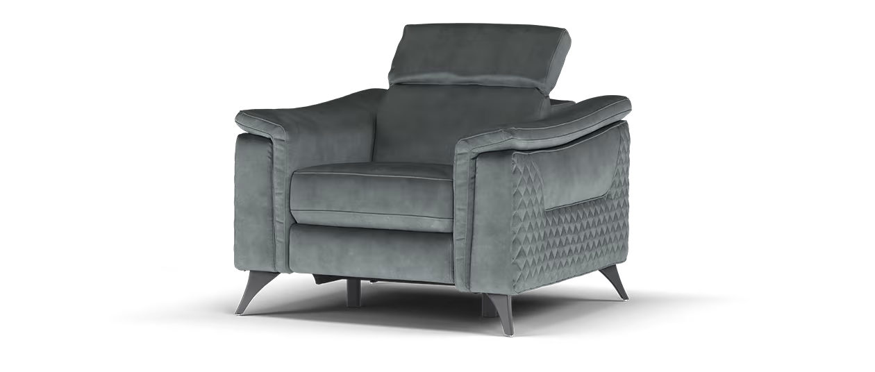 Sofology Ezra Fabric Chair Power Recliner/Headrest Heated Seat in Lifestyle Plush Lead Grey