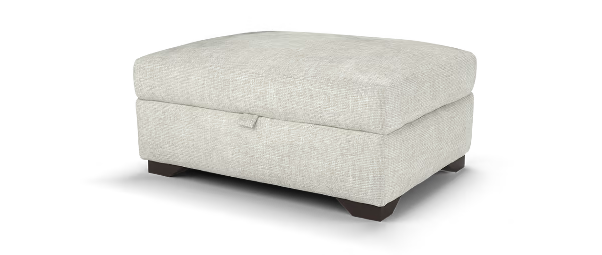 Sofology Tallulah Fabric Storage Footstool in Basketweave Chenille Cream