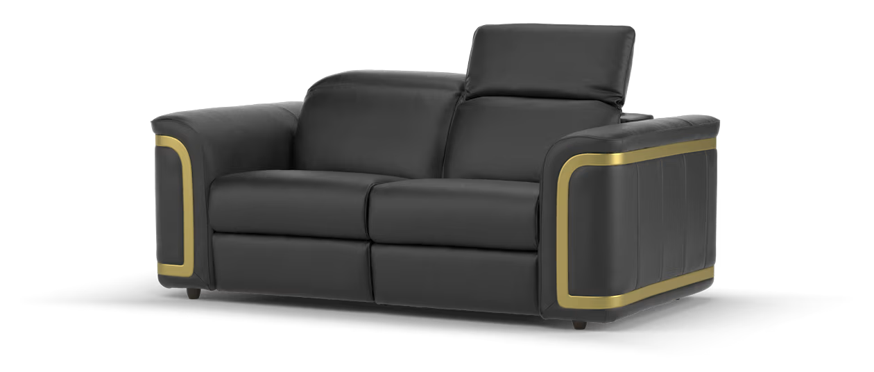 Sofology Plaza 2 Seater in Trusty Embossed Leather Jet Black