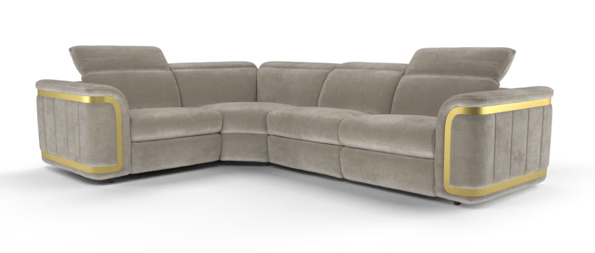 Sofology The Plaza 1.5 Corner 3 Fabric Recliner in Relaxed Chenille Nutmeg