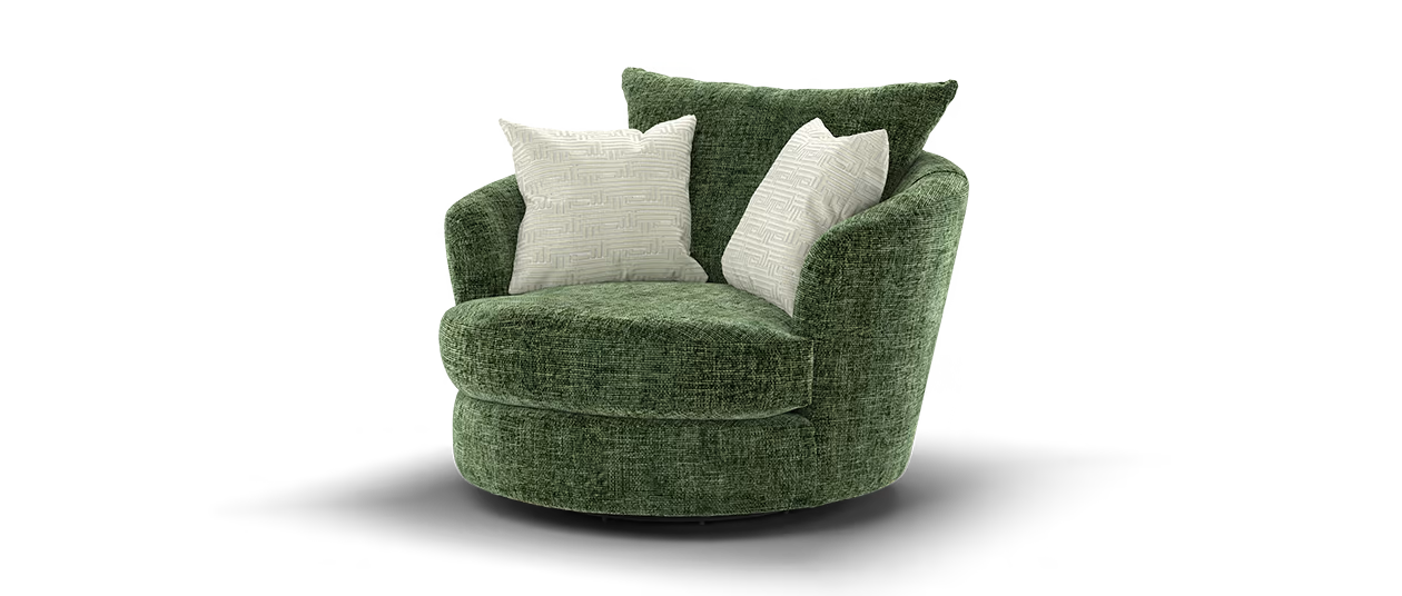 Sofology Tallulah Swivel Chair in Chenille Forest Green Mix