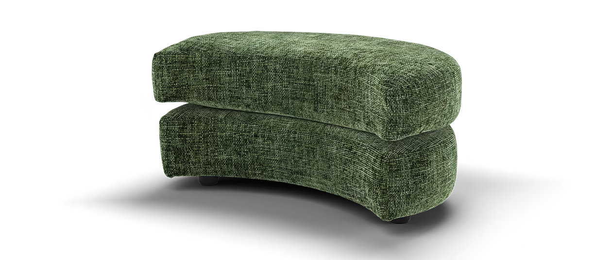 Sofology Tallulah Half Moon Footstool in Chenille Forest Green All Over