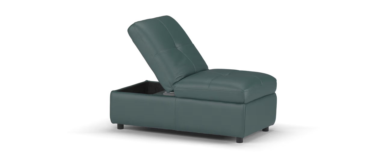 Sofology Kingsbridge Dual Storage Footstool in Trusty Embossed Leather Peacock