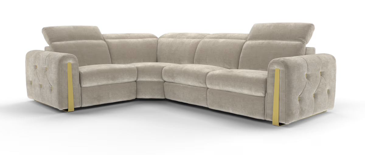 Sofology Kingsbridge Fabric 1.5 Corner 3 Power Recliner/Headrest in Relaxed Chenille Nutmeg