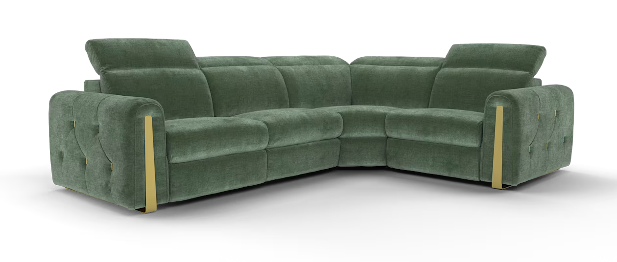 Sofology Kingsbridge Fabric 3 Corner 1.5 Power Recliner/Headrest Heated Seats in Relaxed Chenille Pine