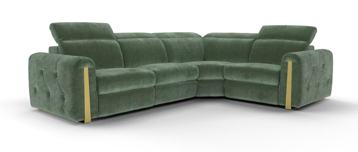 Sofology Kingsbridge Fabric 3 Corner 1.5 Power Recliner/Headrest Heated Seats in Relaxed Chenille Pine
