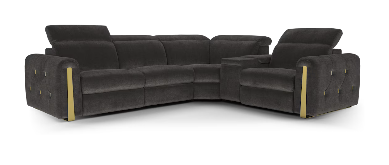 Sofology Kingsbridge 3 Corner Smart Console 1.5 Power Recliner in Relaxed Chenille Raisin