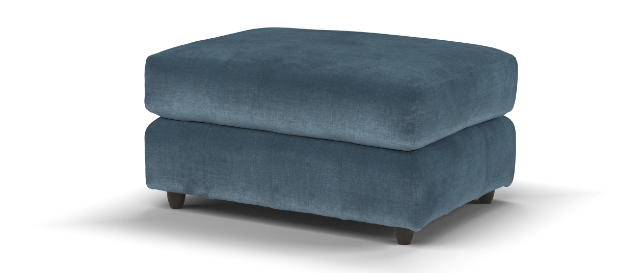 Sofology Plaza Fabric Designer Footstool in Relaxed Chenille Denim
