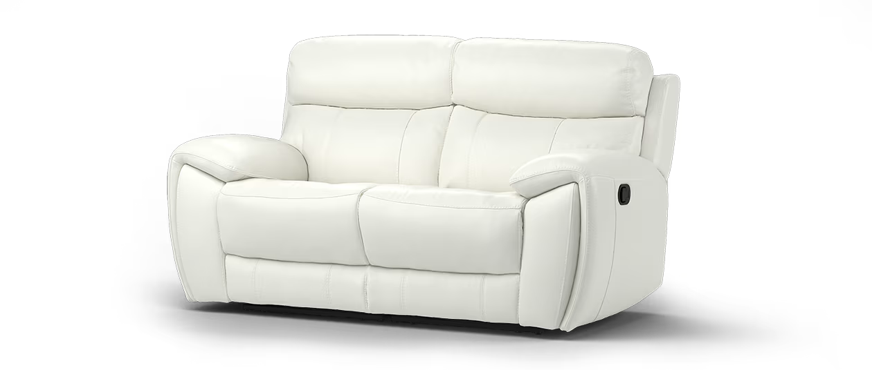 Sofology Radleigh Leather 2 Seater Manual Recliner in Trusty Soft Sheen White