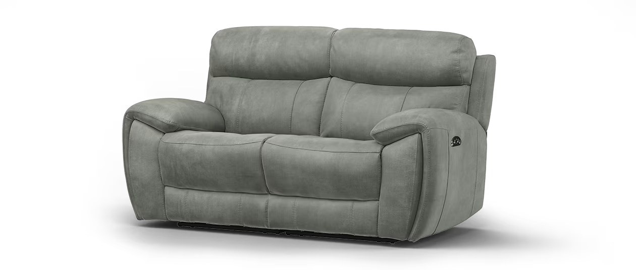 Sofology Radleigh 2 Seater Power Recliner with Power Headrest in washed velvet grey