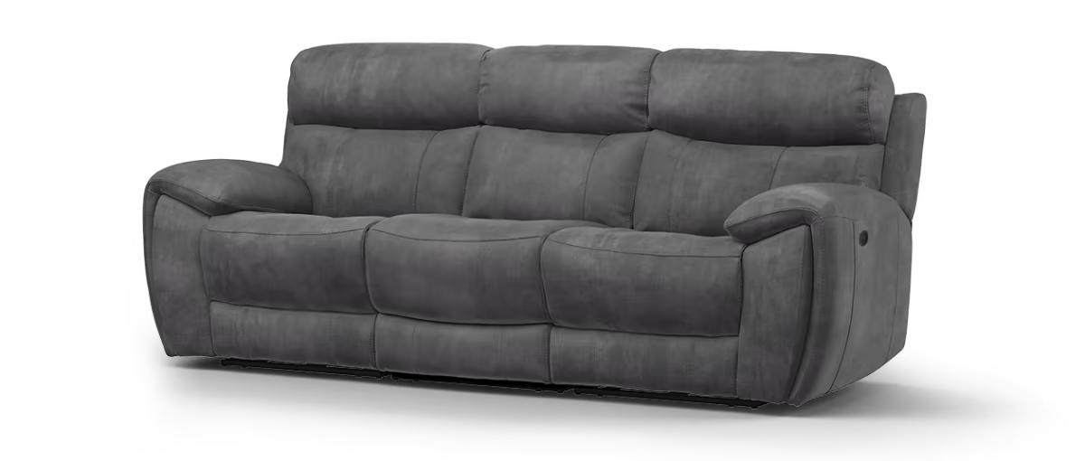 Sofology Radley Fabric 3 Seater Split Triple Power Recliner in Decent Charcoal