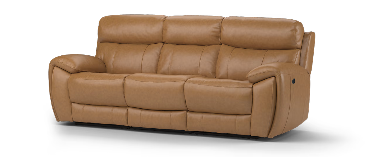 Sofology Radleigh Leather 3 Seater Split Power Recliner in Relaxed Embossed Cognac