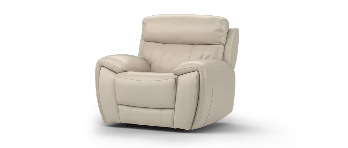 Sofology Radleigh Leather Power Recliner/Headrest Chair in Trusty Soft Sheen Leather Silver