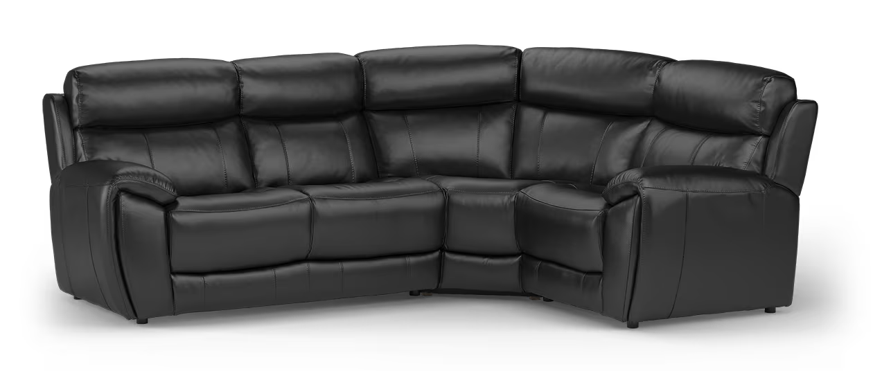 Sofology Radleigh 2 Corner 1 in Trusty Soft Sheen Leather Black