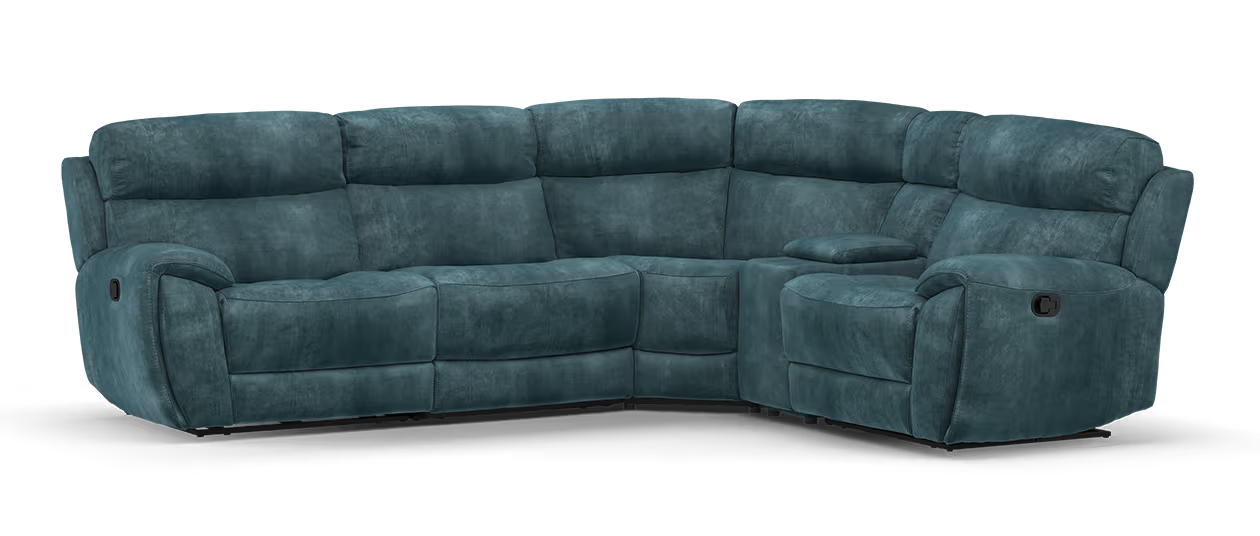 Sofology Radleigh 2.5 Corner Smart Console 1.5 Manual Recliner in Velvet Teal