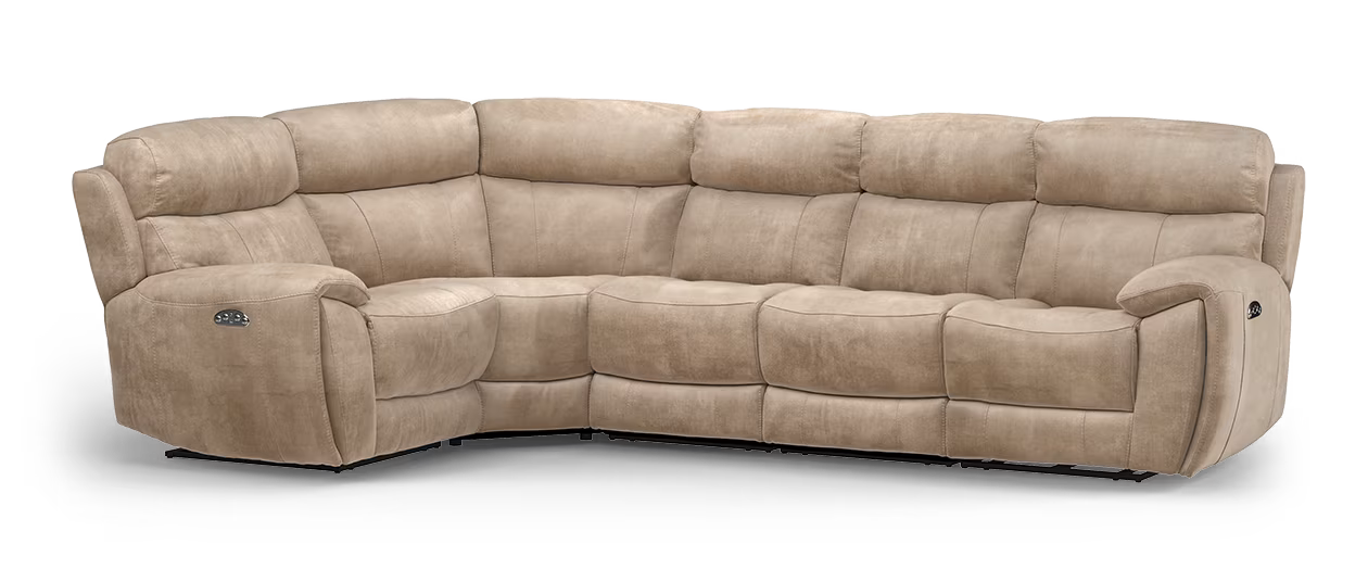 Sofology Radleigh 1 Corner 3 in Washed Velvet Mink Power Recliner/Headrest
