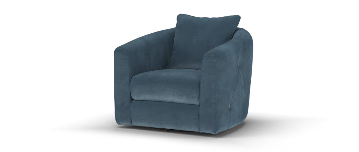 Sofology Kingsbridge Fabric Swivel Chair in Relaxed Chenille Denim