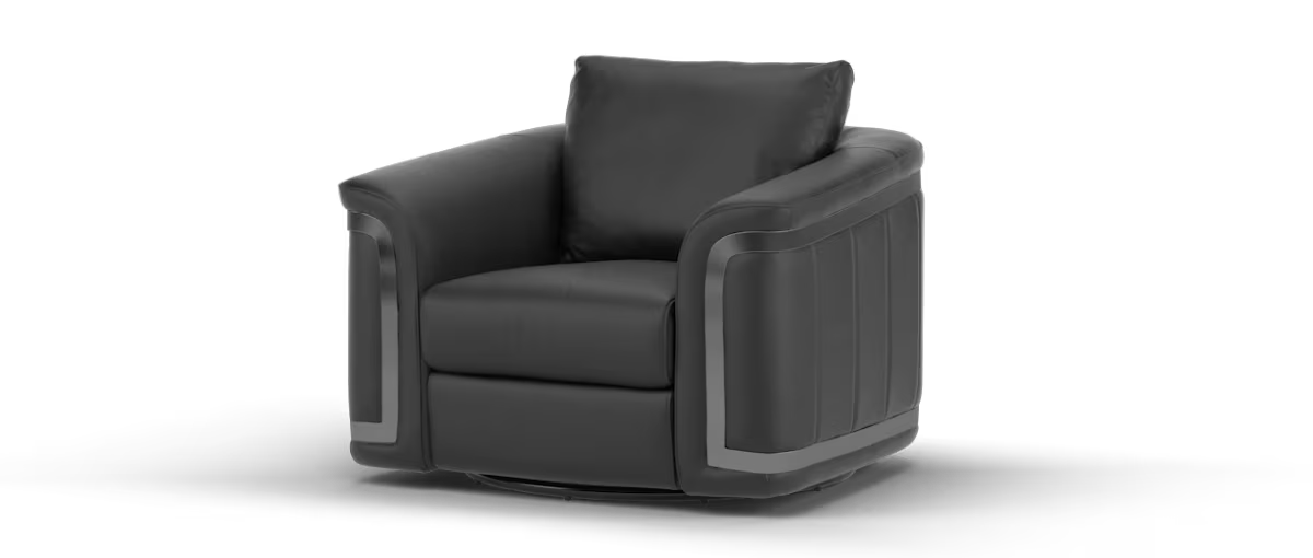 Sofology Plaza Leather Swivel Chair in Trusty Embossed Jet Black
