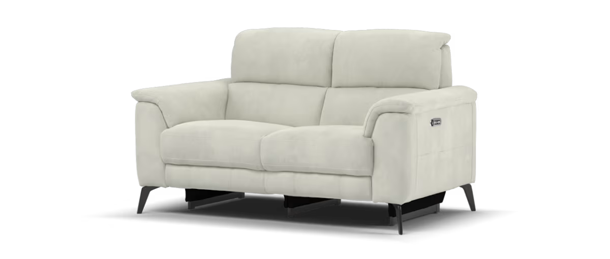 Sofology Illinois Fabric 2 Seater Power Recliner/Headrest in textured fabric grey