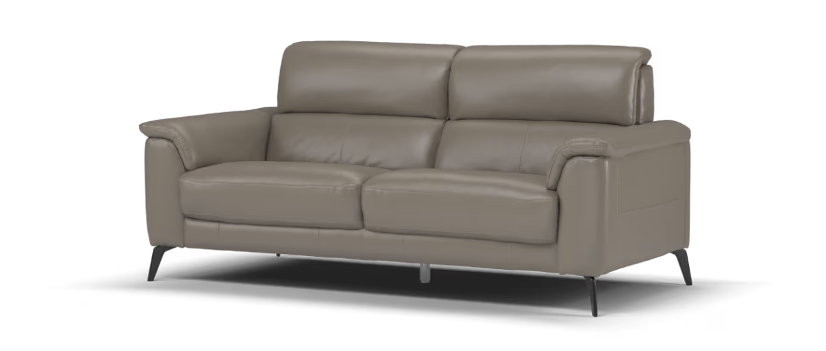 Sofology Illinois Leather 3 Seater in Trusty Soft Sheen Taupe