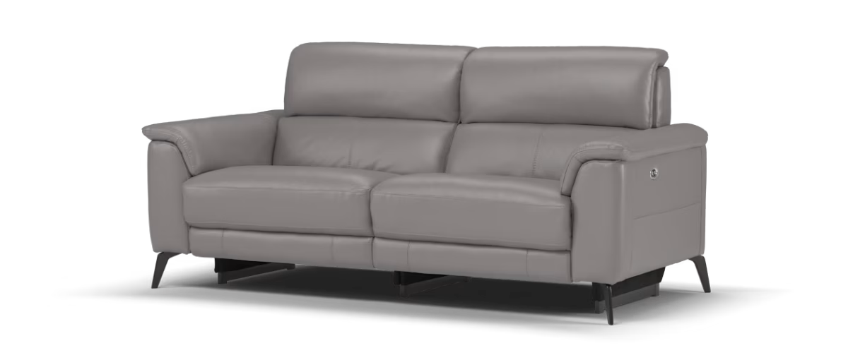 Sofology Illinois Leather Recliner 3 Seater in Fossil Grey