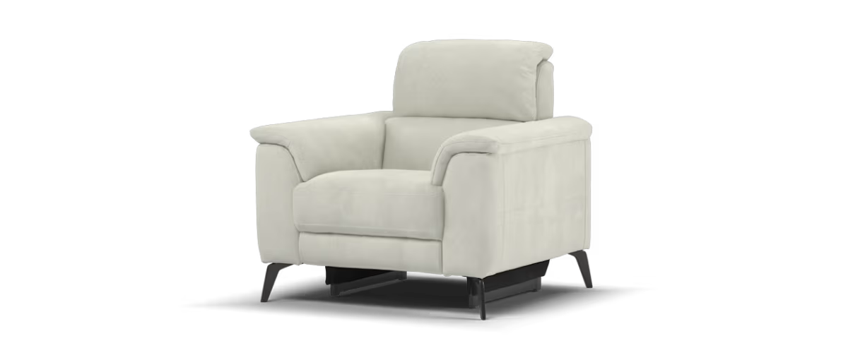 Sofology Illinois Fabric Chair Power Recliner/Headrest in Lifestyle Textured Grey