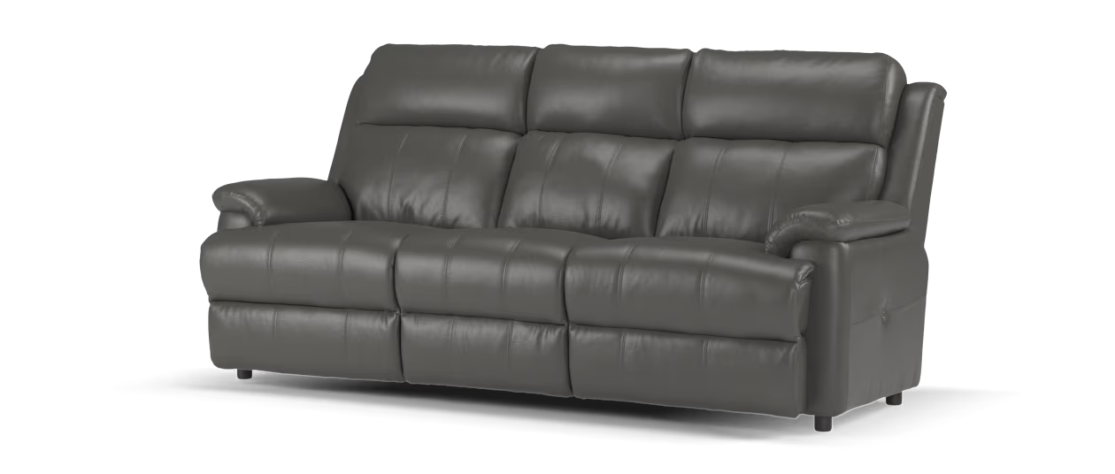 Sofology Gracie Leather 3 Seater in Railings Grey