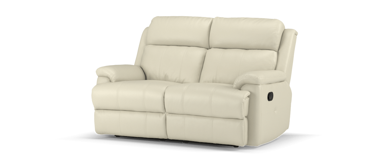 Sofology Gracie Fabric 2 Seater Manual Recliner in Trusty Sheen Leather Bone China