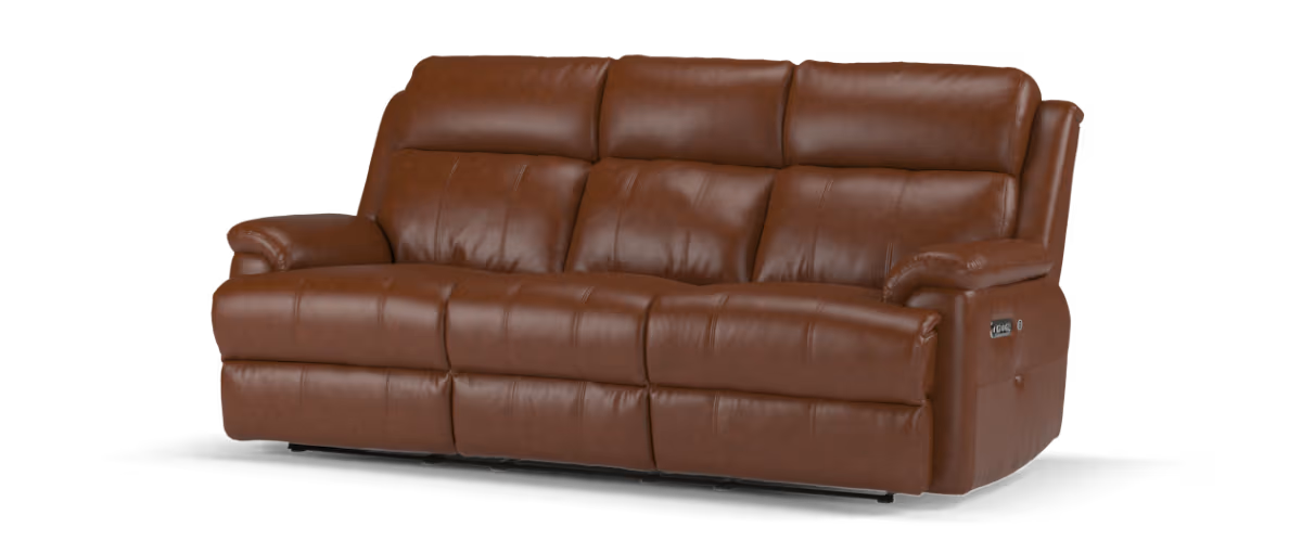 Sofology Gracie Leather 3 Seater Power Recliner/Headrest Heated Seats in Trusty Sheen Butterscotch