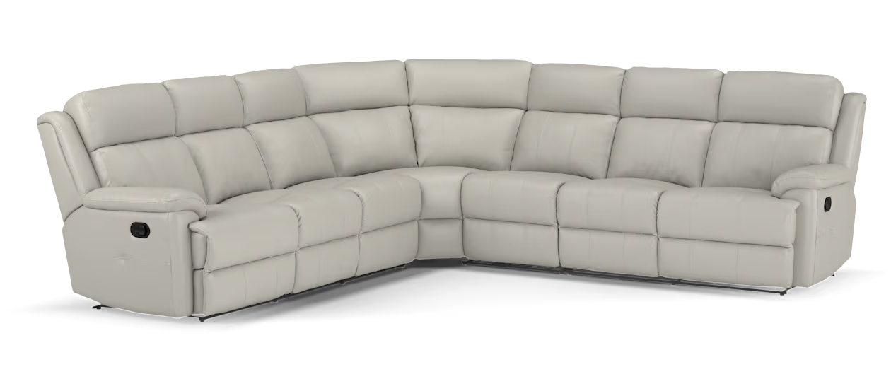 Sofology Gracie 3 Corner 3 Manual Recliner in Sheen Leather Lead Grey