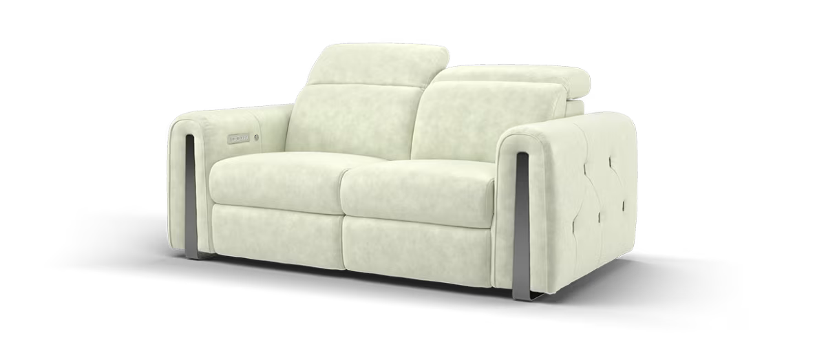 Sofology Kingsbridge Fabric 2 Seater Power Recliner/Headrest Heated Seats in Lifestyle Flecked Ivory
