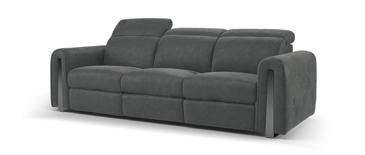Sofology Kingsbridge Fabric 3 Seater Power Recliner/Headrest in Lifestyle Flecked Charcoal