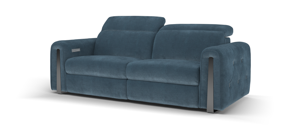 Sofology Kingsbridge 2.5 Power Recliner Power Headrest in Relaxed Chenille Denim