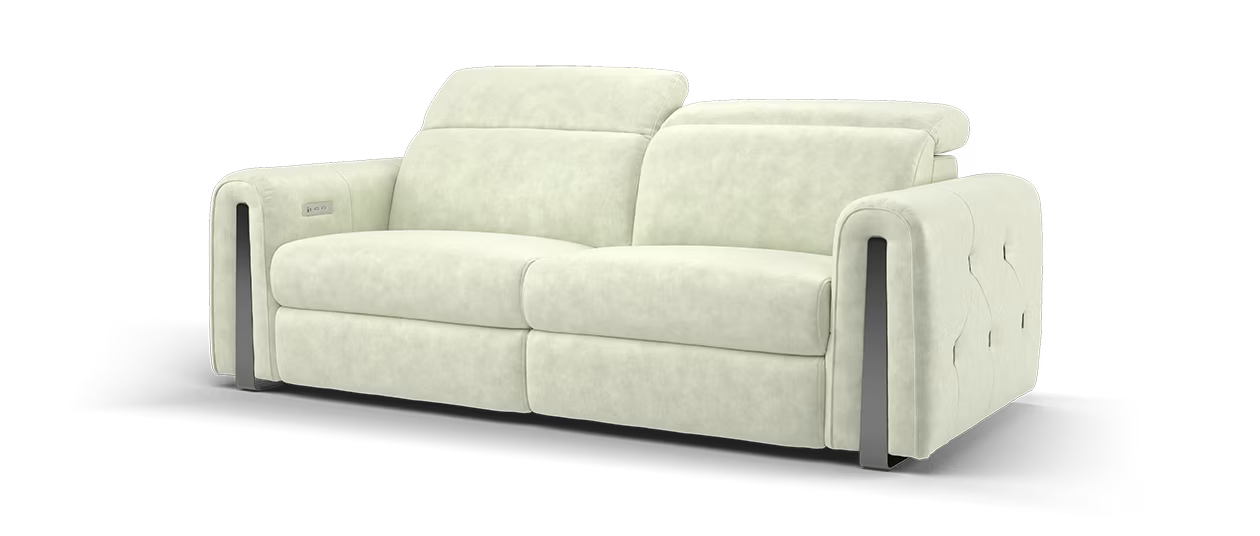 Sofology Kingsbridge Fabric 2 Seater Power Recliner/Headrest Heated Seats in Lifestyle Flecked Ivory