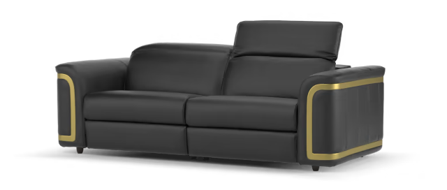 Sofology Plaza Leather 2.5 Seater Power Recliner/Headrest in Trusty Embossed Jet Black