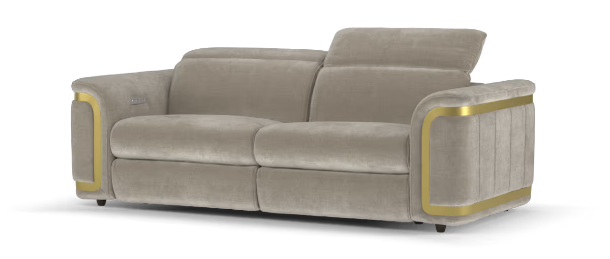 Sofology Plaza Fabric 2.5 Seater Power Recliner/Headrest in Relaxed Chenille Nutmeg