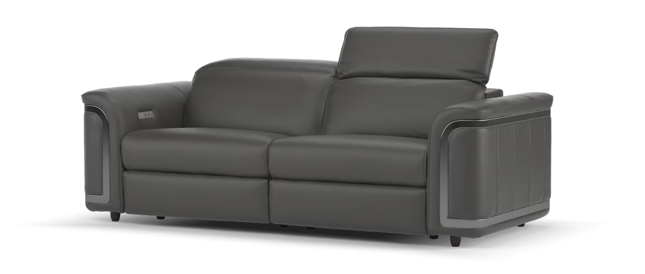 Sofology Plaza Leather 2.5 Seater Power Recliner in Trusty Embossed Charcoal