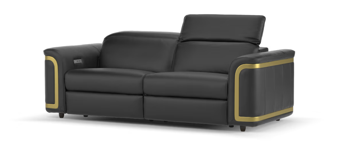 Sofology The Plaza 2.5 Seater Leather Recliner in Trusty Embossed Jet Black