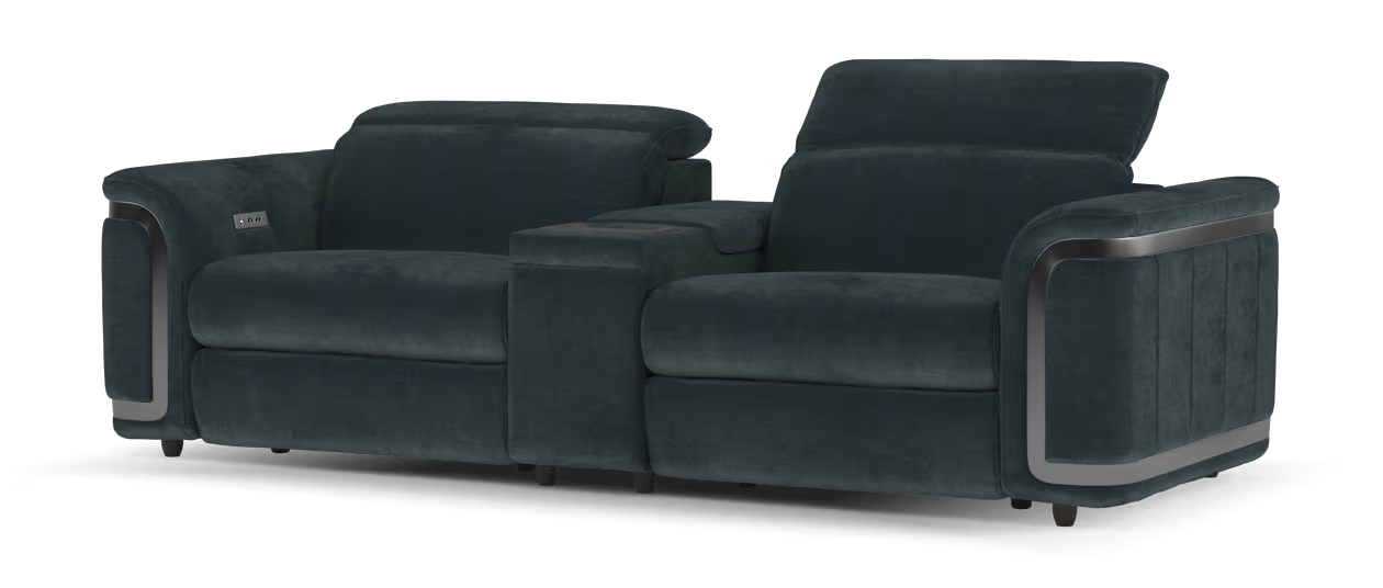 Sofology Plaza Fabric 2.5 Smart Console Power Recliner/Headrest in Relaxed Chenille Ink